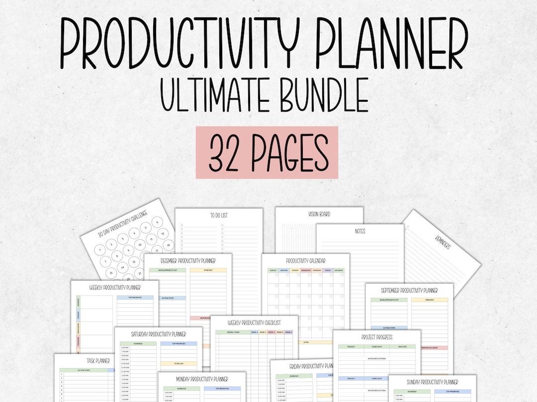 Productivity Planner Printable Bundle Productivity Template Etsy Productivity Planner Printable Bundle Productivity Template Etsy
