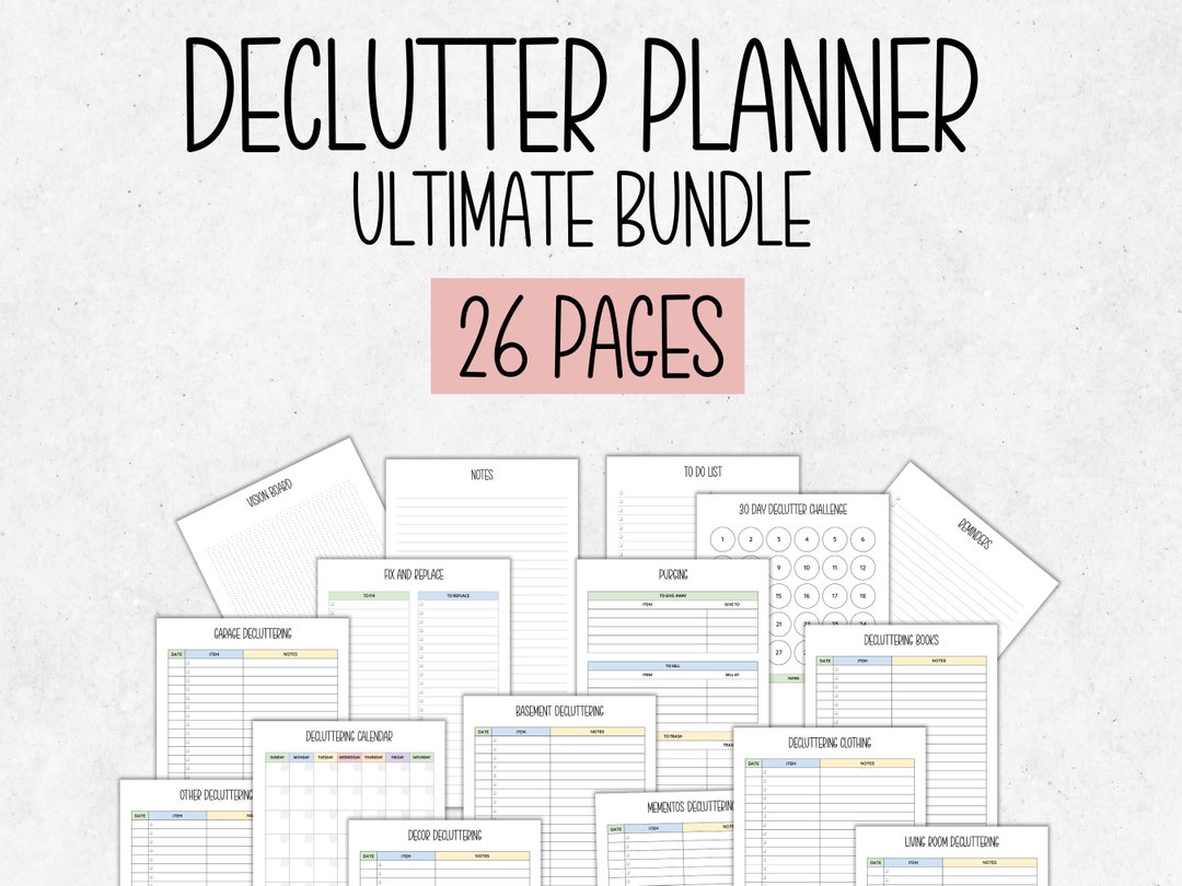 Declutter Planner Printable Bundle Declutter Schedule Printable ...