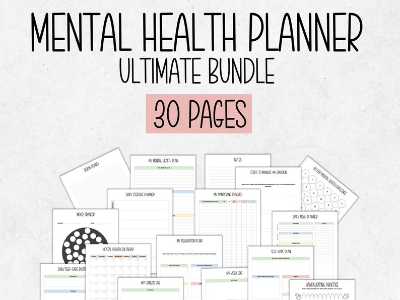 Mental Health Planner Printable Bundle Mental Health Journal Mental ...