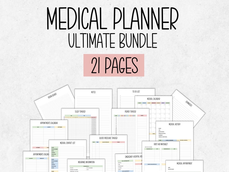 Medical Planner Printable Bundle Medical Planner PDF - Etsy