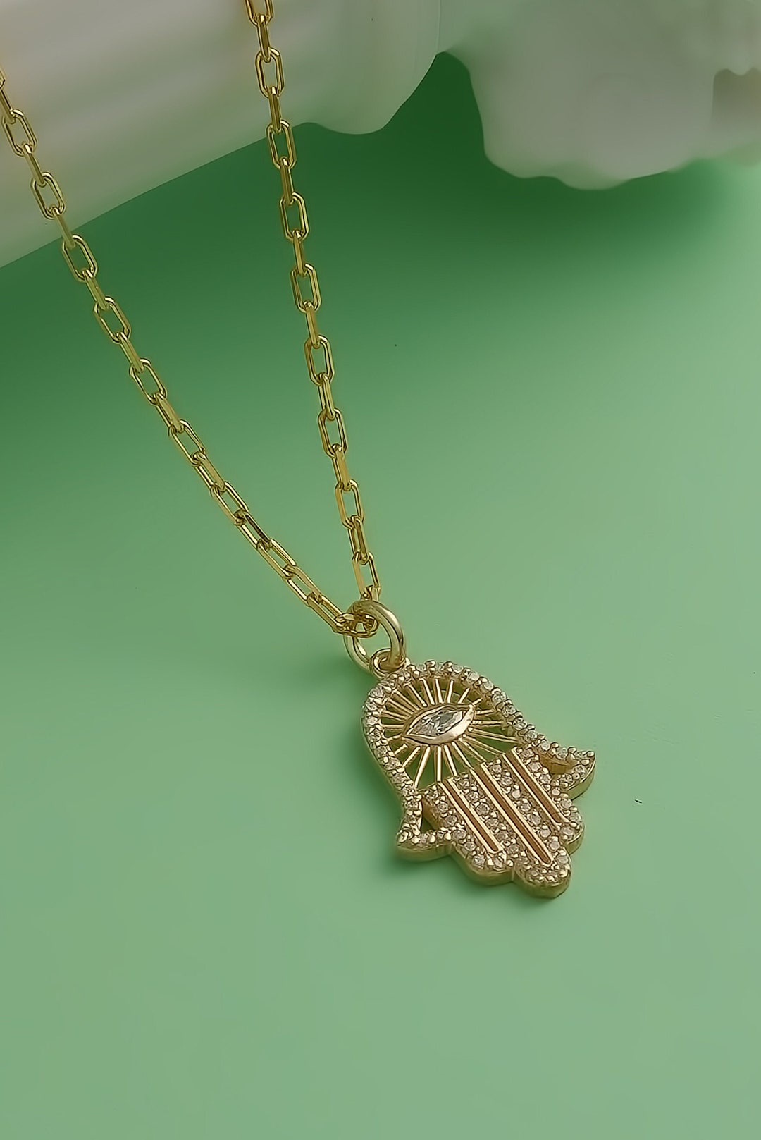 14K, 18K Real Gold Necklace With Diamond Charm, Sun Pendant Necklace