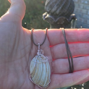 Wire Wrapped Natural Seashell Pendant Necklace, Beach Wedding