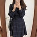 Vintage Dark Academia Clothing Plaid A line Modest Dresses With Belt Turndown Collar Fashion Cottage Core Dress