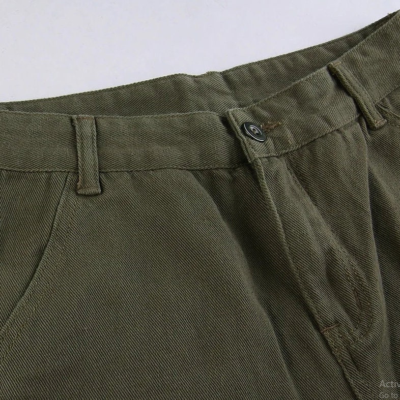 Casual Vintage Green Cargo Pants Women Fashion Cotton High - Etsy