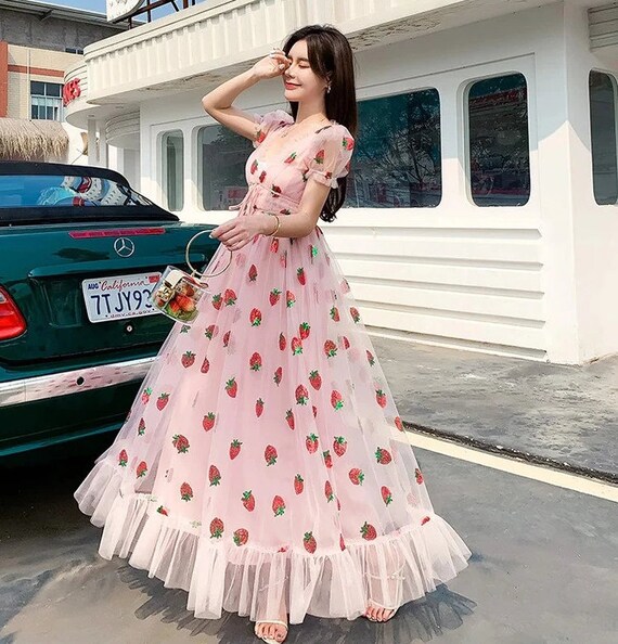Cute Strawberry Dress Girl Woman Strawberry Tulle Dress Etsy