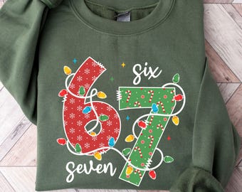 Christmas Six Seven 6 7 Funny 67 Gen Alpha Slang 6-7 Meme School Pullover Hoodie, Funny Christmas Family Sweatshirt, Six Seven Meme Sweater