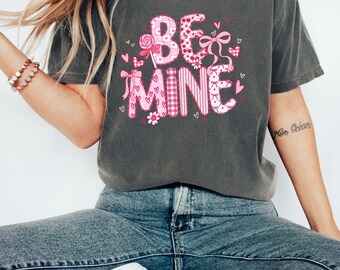 Be Mine Valentine Shirt, Coquette Bow Heart Sweatshirt, Valentine's Day Lollipop T-Shirt, Girly Valentine Tee, Retro Candy Heart Faux Lace
