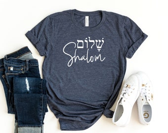Shalom Shirt, Jewish Shirt, Hanukkah Shirt, Shabbat Tee, Hebrew Shirt, Jewish Symbols Shirt, Peace TShirt, Passover Shirt, Yom Kippur  Shirt
