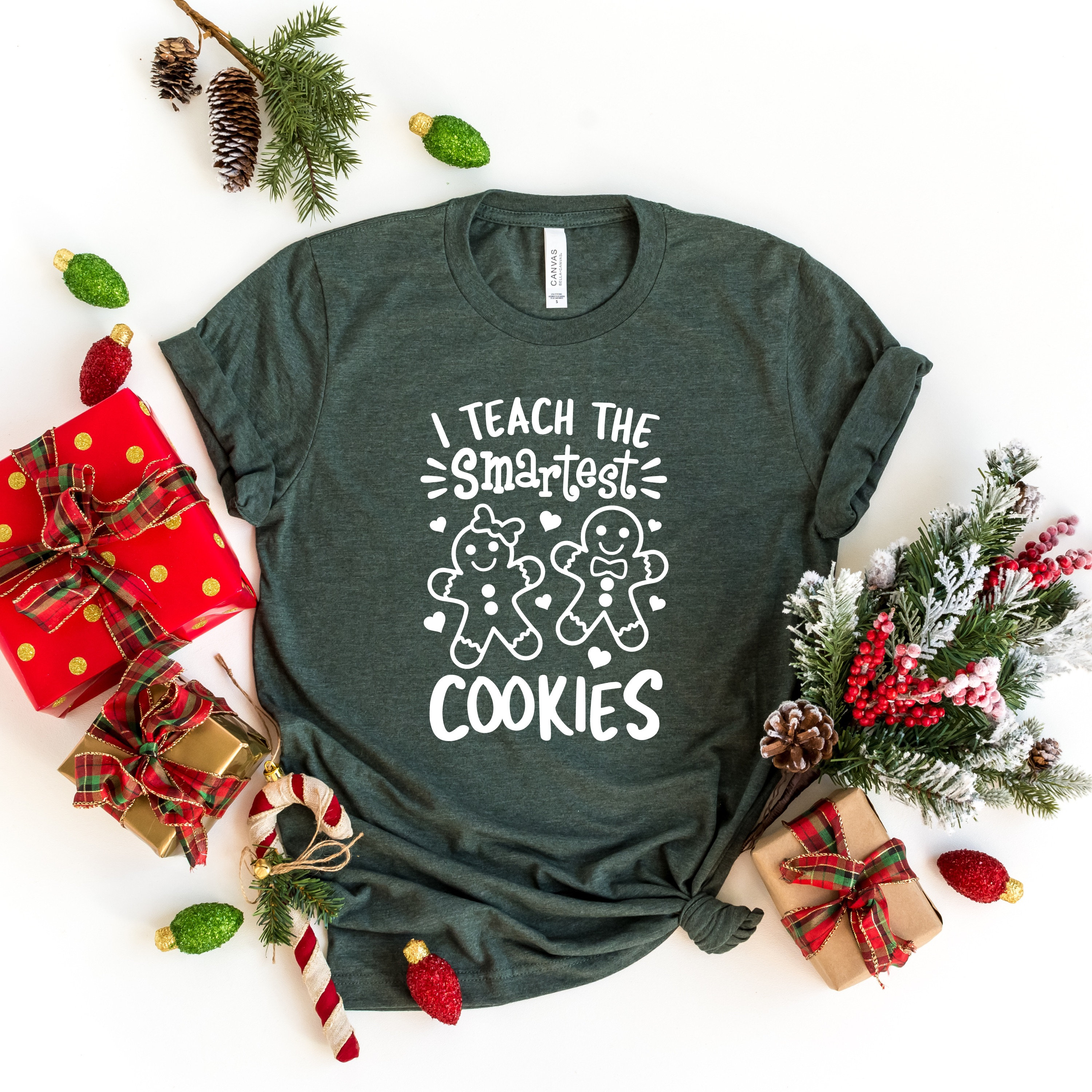 Discover I Teach Smartest Cookies Shirt, Funny Teacher Christmas Shirt, Christmas Teacher Gift
