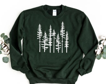 Pine Tree Sweatshirt, Camping Sweatshirt, Gift for Nature Lover, Travel Sweater, Hiking Shirt, Nature Crewneck Sweatshirt for Women
