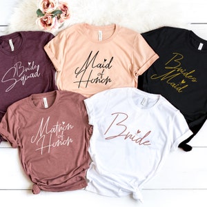 Bridesmaids Shirt, Bride Shirt, Bridesmaid Gift, Bridal Party Shirt, Maid Of Honor Shirt, Bridesmaid Custom T-shirts, Wedding Custom Shirts