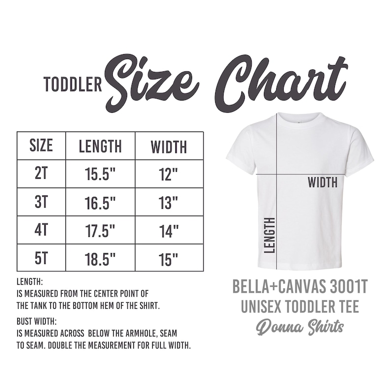 the size chart for a toddler's t - shirt