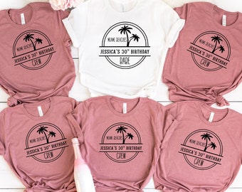 Custom Beach Birthday Party Shirt, Custom Beach Birthday Babe Crew Shirt, 50th Birthday Shirt, Beach Birthday Shirt, 30th Birthday Shirt