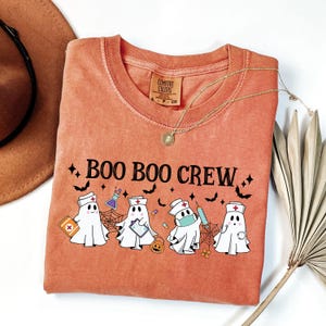 Comfort Colors® Halloween Nurse Shirt, Boo Boo Crew, Nurse Gift For Women, Spooky Season Shirt, Cute Nurse Halloween Shirt,Ghost Nurse Shirt