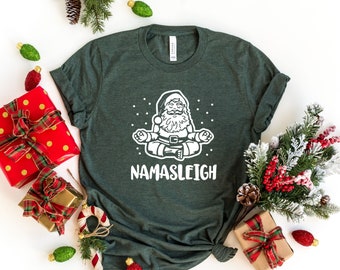 Yoga Santa Christmas Shirt, Namasleigh T-Shirt, Funny Yoga Shirt,Funny Santa Shirt, Yoga Tshirt, Vintage Santa Shirt, Christmas Unisex Shirt