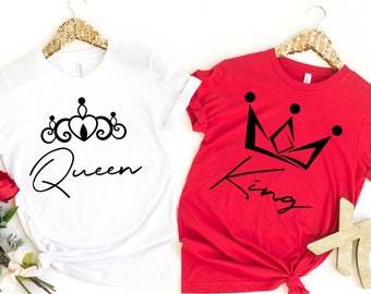 King and Queen Shirt, Engagement Gift Shirt, Mr and Mrs T-Shirt, Crown Shirt, Matching Shirt, Couples Valentine Gift Shirt, Newlywed T-Shirt