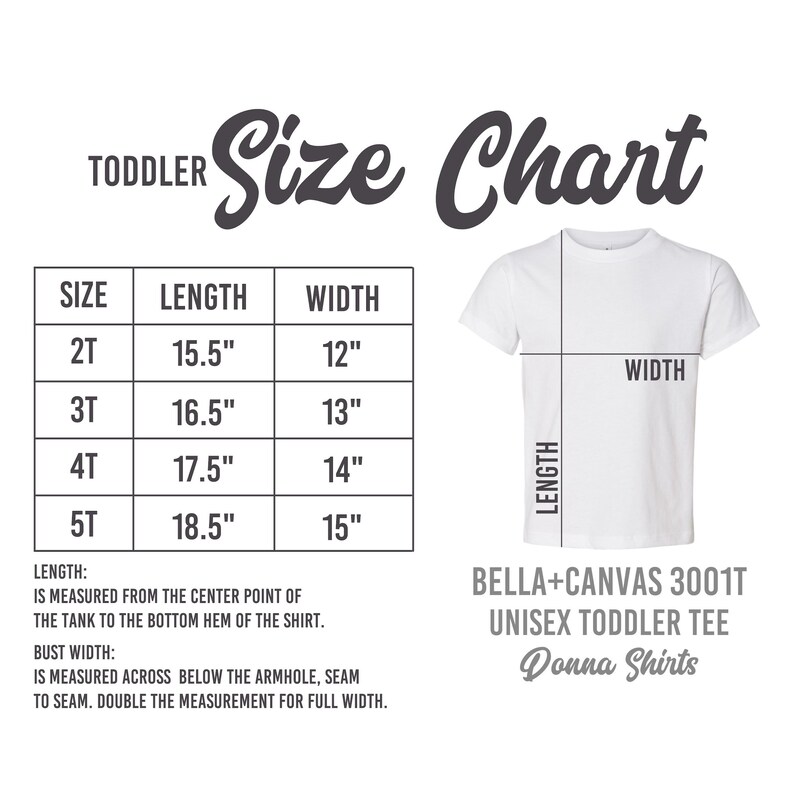 the size chart for a toddler's t - shirt