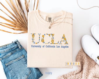 Custom College Embroidered T-Shirt, Comfort Colors®Embroidered Floral Graduation Tee, College University High School Tee, Graduation Gift