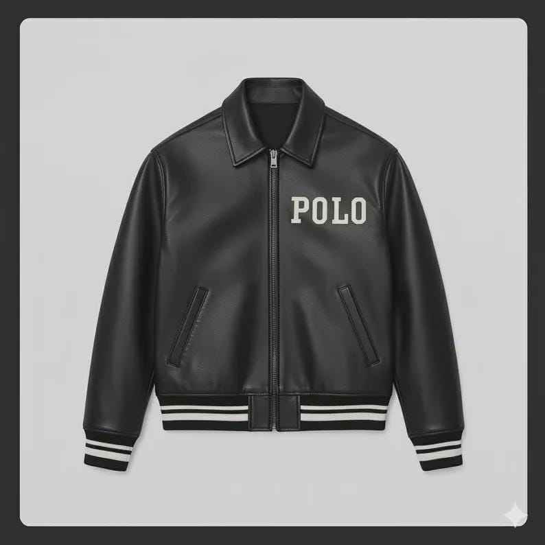 Polo Ralph Lauren Varsity Bomber Jacket: Genuine Cowhide Leather