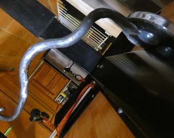 Hand forged barn lantern/pottery hook, wrought iron, decorative, blacksmith, metal work