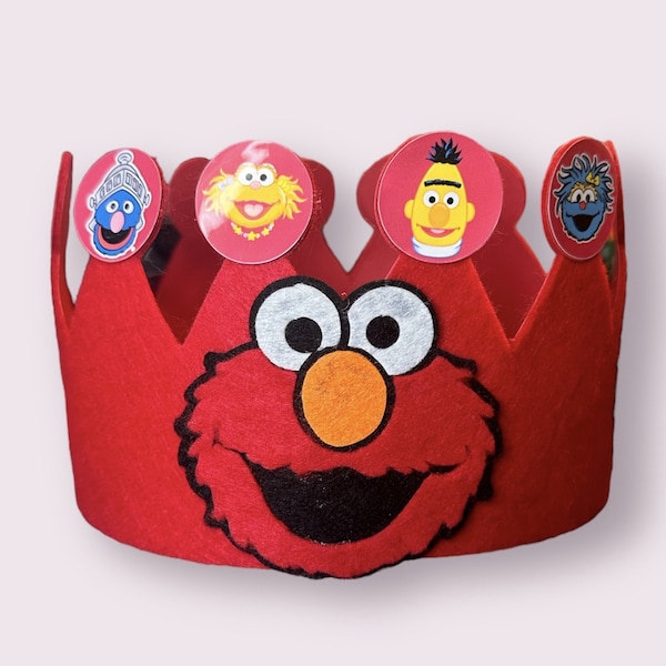 Sesame Street Birthday crown, Elmo, felt crown, birthday, children, party, gift, hand made crown, childrens party, felt