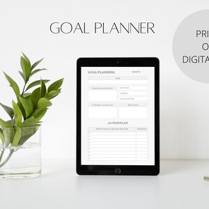 Monthly Goal Planner, Printable Goal Planner + Digital Goal Planner, Monthly Goal Tracker, Productivity Planner. Goal Planner - Undated