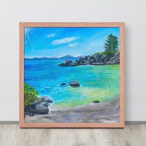 Framed Lake Tahoe Sand Harbor Art print of my original painting