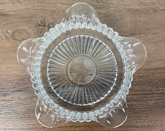 Vintage Clear Glass Ashtray, Anchor Hocking Glassware, Queen Mary, Vertical Ribbed, Small Ash Tray, Trinket Dish, Ring Plate, Coin Bowl