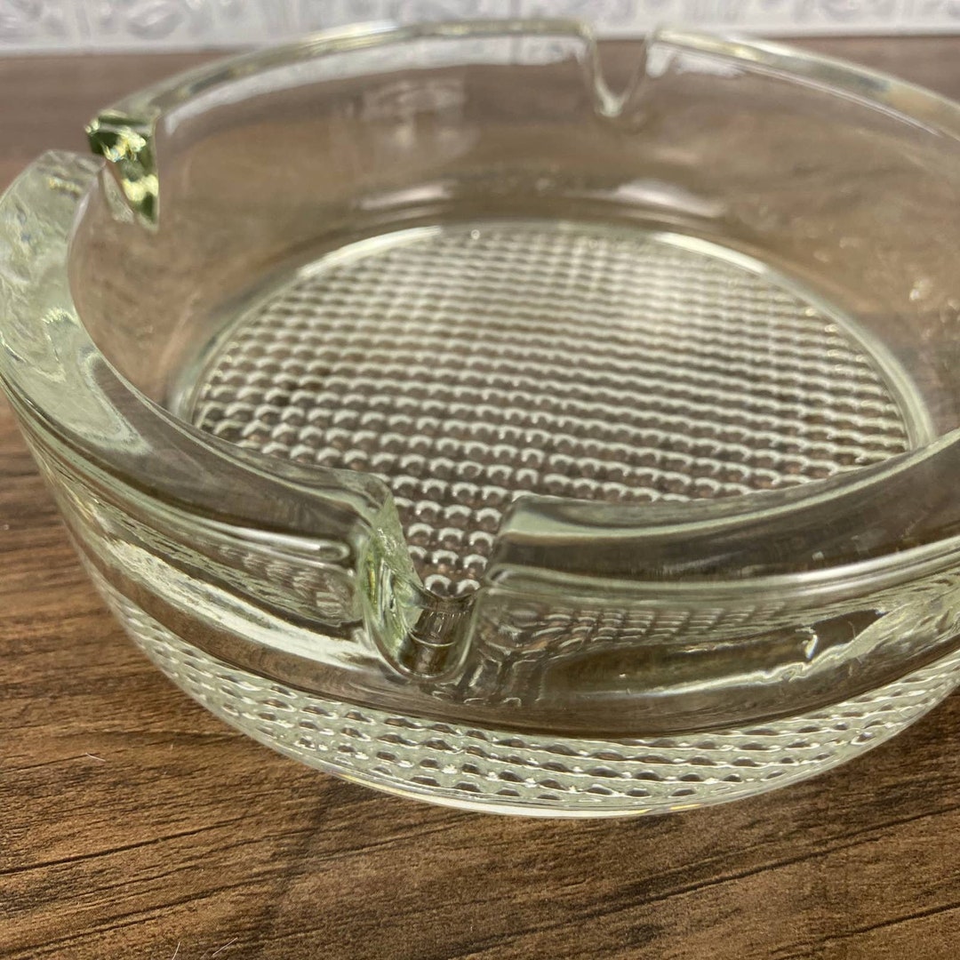 Vintage Clear Glass Ashtray 6 Heavy Ash Tray Coffee Table Etsy