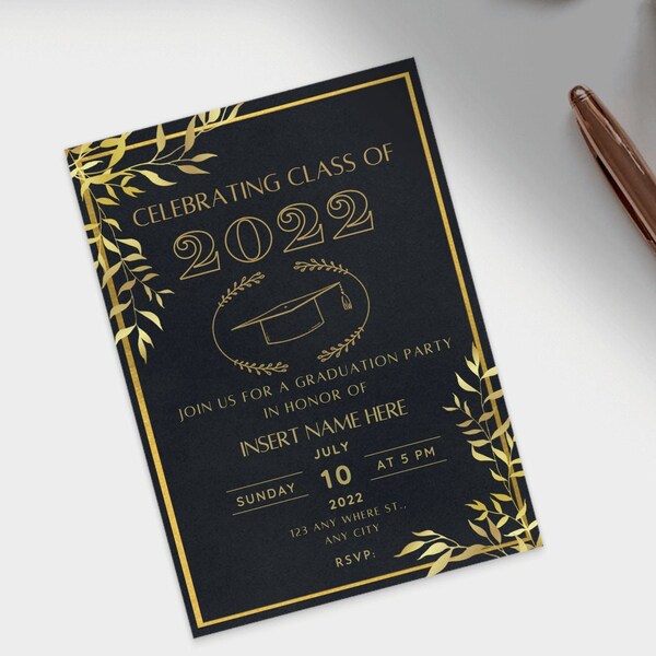 Sophisticated Graduation Party Invitation 5x7 [Template]