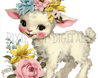 Paquete de 26 imágenes prediseñadas de Pascua vintage PNG, imágenes prediseñadas de animales de Pascua lindos, imágenes prediseñadas de diario basura de álbum de recortes, gráficos para uso comercial