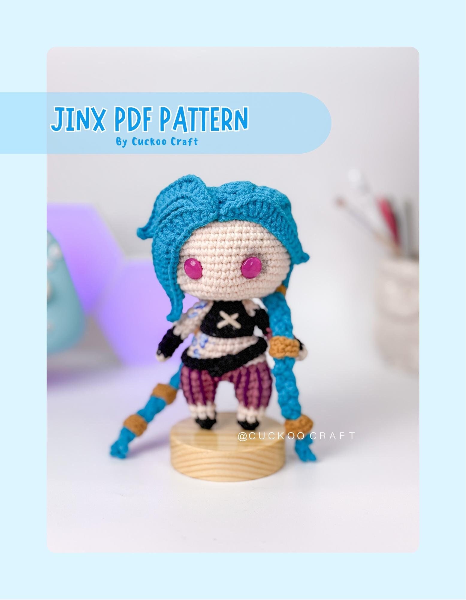 league of legends jinx sex doll Arcane League of Legends Jinx Doll 12 inches Handmade Plush Toy Collectible  Gift main image 1
