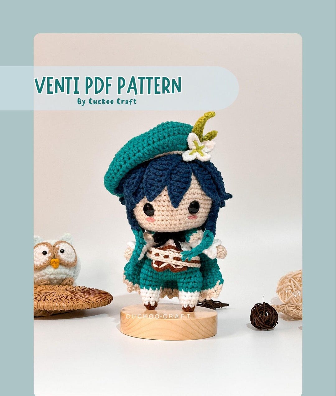 Venti あみぐるみ/かぎ針編みパターン 原神 - Etsy 日本