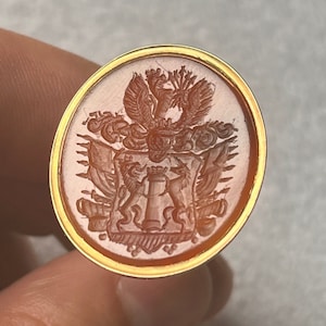 Antique Carnelian Intaglio Coat of Arms and Seal | English Armorial Achievement