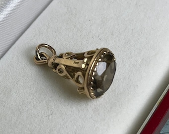 Smokey Quartz Fob Antique English 9K Gold
