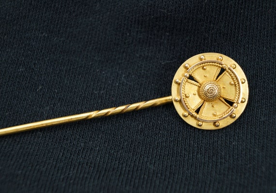 Etruscan style 14k Gold Stick Pin - image 1