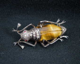 Victorian Insect Tiger&#39;s eye Brooch