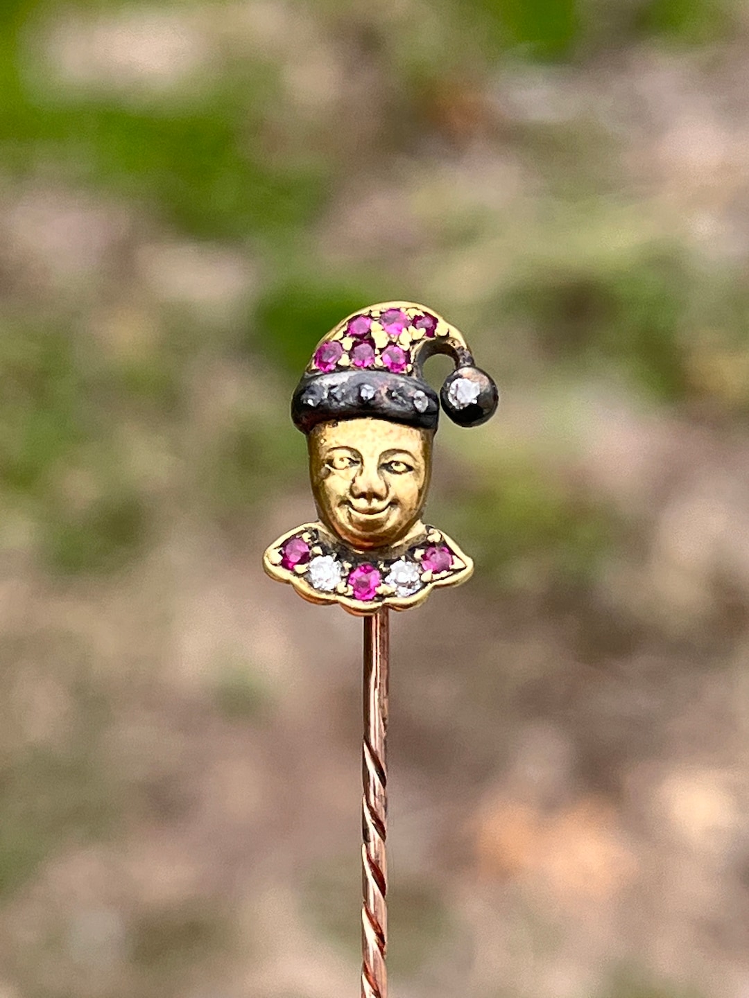 Lot Of‎ 10 Vintage Stick Pins Gold Tone, Silver Tone, Stone, Clown, Alpaca, MCM Vintage Costume Jewelry AJC Silver Tone Sad Clown Juggling  main image 4