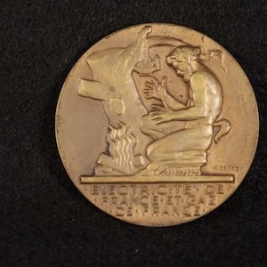 Vintage EDF-GDF Commemorative Bronze Medal – French Energy History Collectible