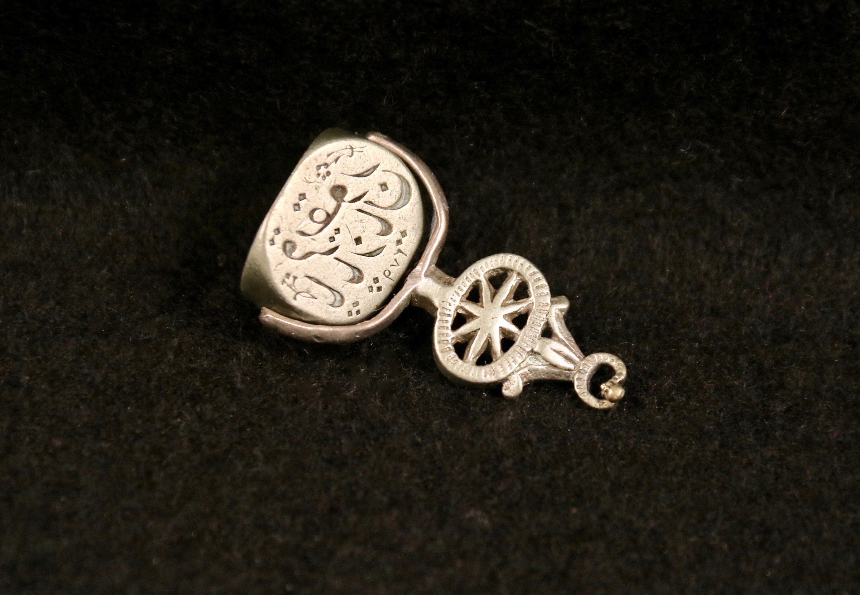 Antique Silver Eagle and Arabic Triple Intaglio Seal Fob Circa 1862
