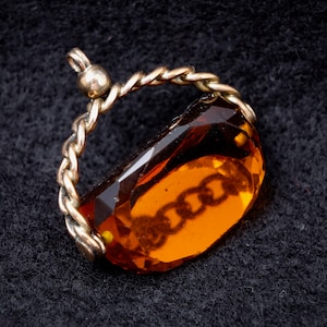 Victorian Era Citrine and Gold Matrix Spinner Fob