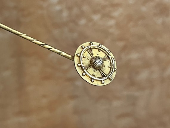 Etruscan style 14k Gold Stick Pin - image 3