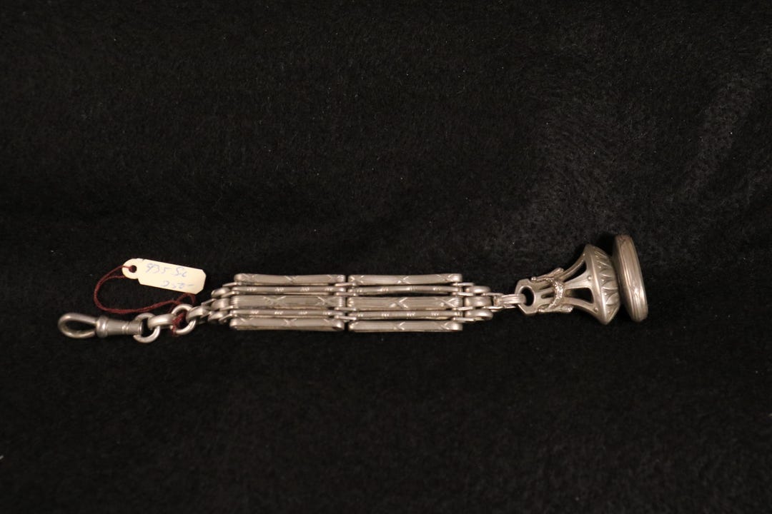 Washington Watch Chain Antique Victorian Silver Watch Chain With Ornate Fob Seal – 19th ...