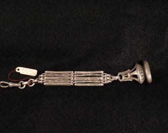 Antique Victorian Silver Watch Chain with Ornate Fob Seal – 19th-Century Pocket Watch Accessory