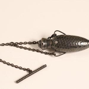 Antique George W. Shiebler Sterling Silver Scent Bottle – Hand-Hammered Victorian Chatelaine Flask (c. 1885)