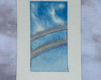 Double Rainbiw - Mini aquarelle - 2 x 3 pouces