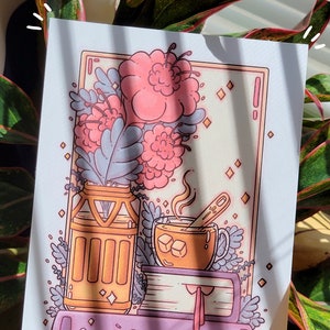 Mini impression d’art floral de 5 « x 7 », petite décoration murale, affiche cadeau pour lecteur de livres, papier cartonné fait à la main, tenture murale minimaliste non laminée