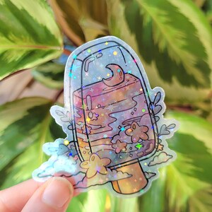 Rainbow Ice Pop Sticker Holographic Frosty Clear Sticker, Laptop Water Bottle Water Resistant Color Sticker, Glossy Pastel Food Sticker image 9