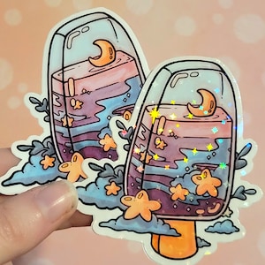 Ice Pop Space Sticker Holographic or Clear Laminate, Laptop Water Bottle Water Resistant Sticker, Aesthetic Glossy Vinyl Food Sticker image 7