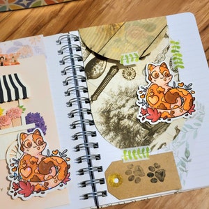 Cute Orange Cat Sticker Holographic or Clear Laminate, Laptop Water Bottle Water Resistant Sticker, Aesthetic Glossy Vinyl Cat Sticker image 9